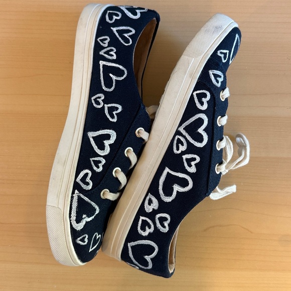 Jack Rogers Pink Heart Embroidered Navy Suede Loafers - Picture 7 of 11